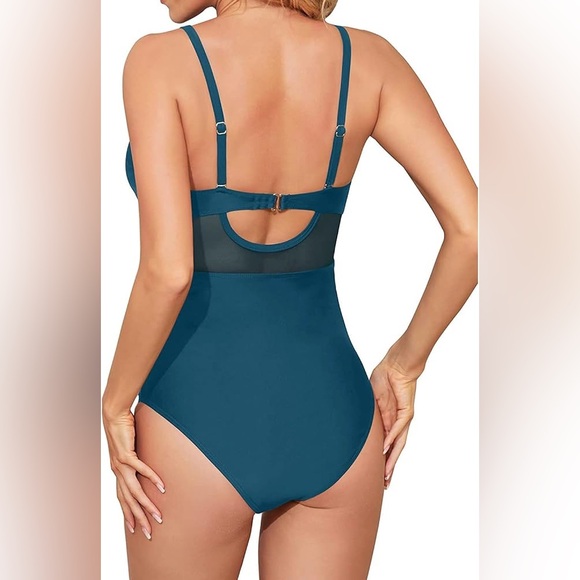 Mesh Insert Ruched Swimsuit - Picture 3 of 11